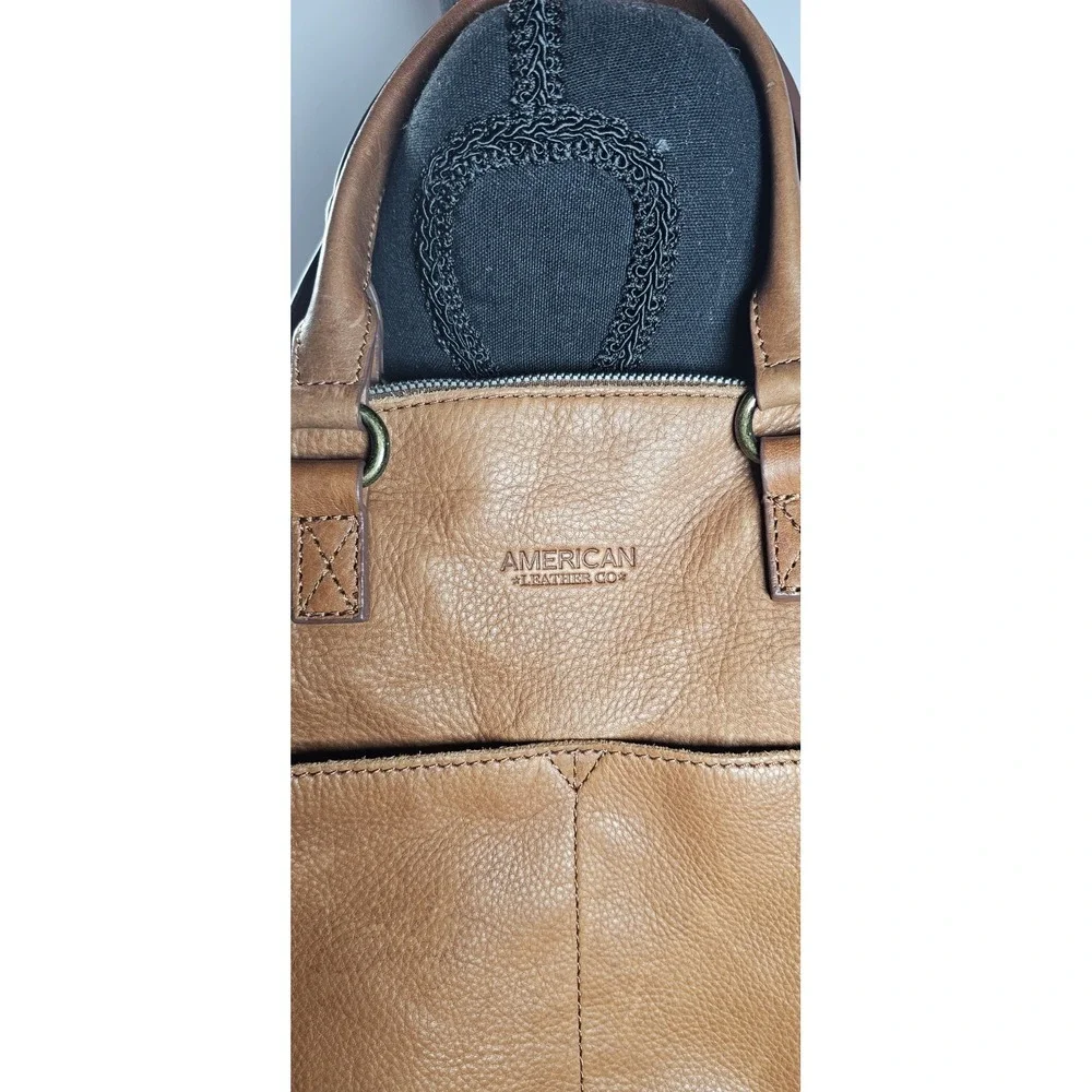 American Leather Co. Cognac Carrie Leather Dome Satchel Bag Soft Leather Zip Top